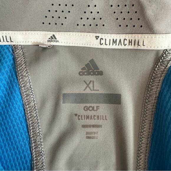 ADIDAS CLIMACHILL Mens XL Golf Tour Performance Polo Shirt. Blue Gray Top Shirt - Picture 7 of 12